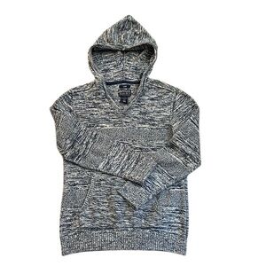 American Rag Cie Cotton Baja Hoodie Sweater Blue/Ivory V-Neck Long Sleeve Large